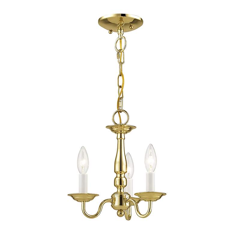 Image 4 Williamsburg 11-in 3-Light Polished Brass Candle Chandelier more views