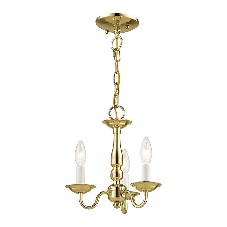 Image 5 Williamsburg 11-in 3-Light Polished Brass Candle Chandelier more views