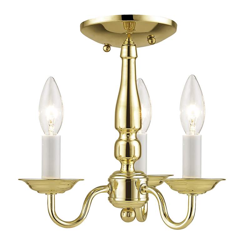Image 6 Williamsburg 11-in 3-Light Polished Brass Candle Chandelier more views