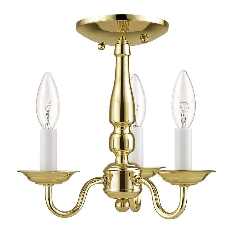 Image 7 Williamsburg 11-in 3-Light Polished Brass Candle Chandelier more views