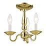 Williamsburg 11-in 3-Light Polished Brass Candle Chandelier