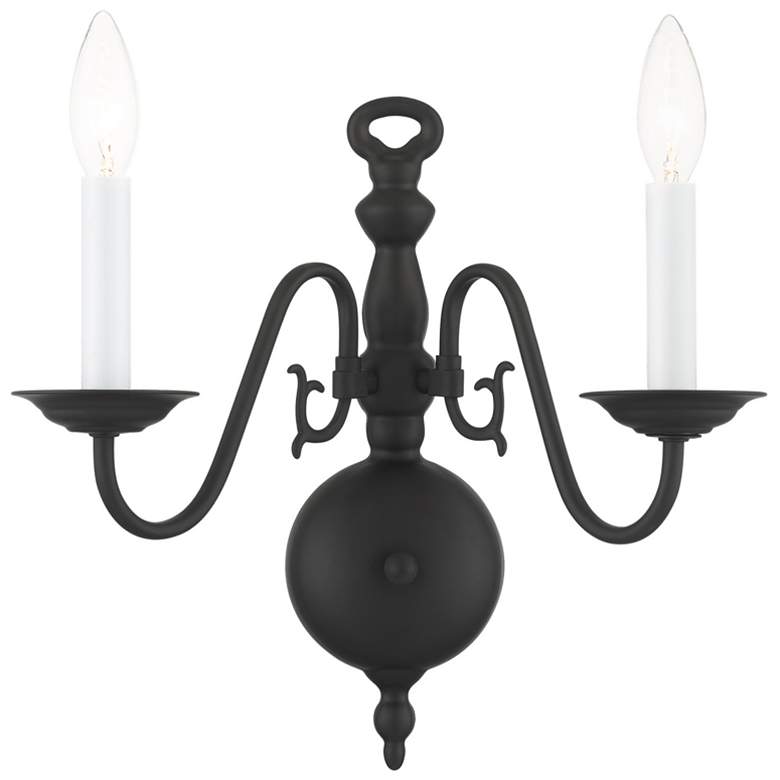 Image 1 Williamsburg 13" High Black 2-Light Wall Sconce