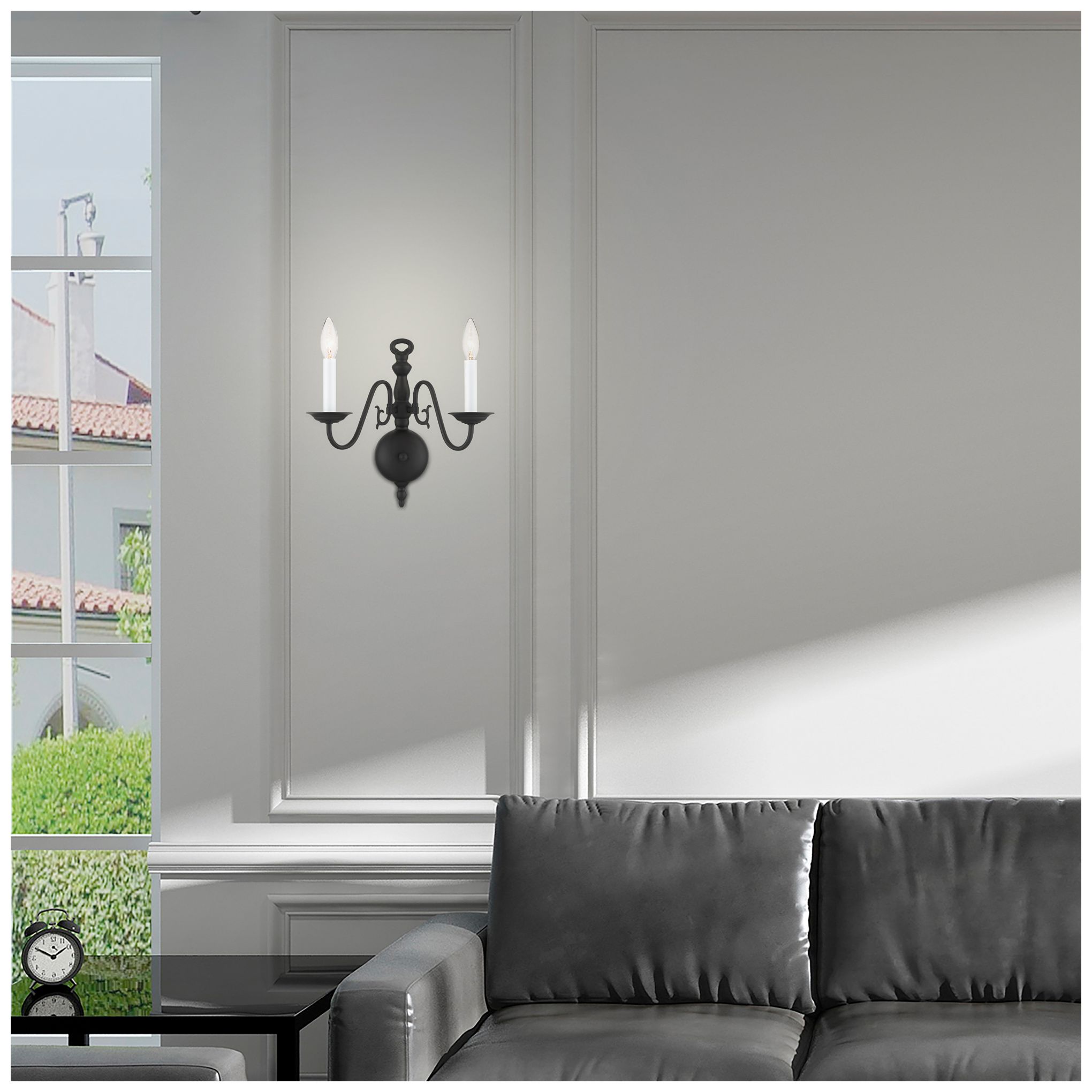 Image 6 Williamsburg 13" High Black 2-Light Wall Sconce more views