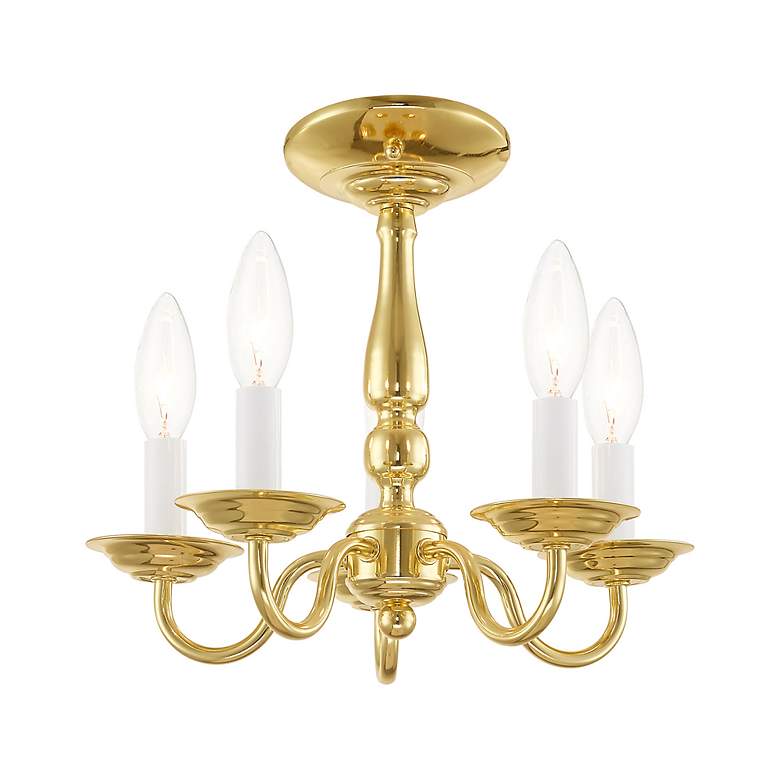 Image 3 Williamsburg 13" Wide Polished Brass 5-Light Chandelier more views