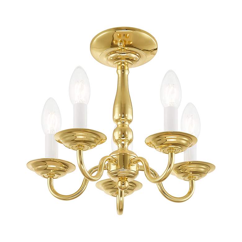 Image 4 Williamsburg 13" Wide Polished Brass 5-Light Chandelier more views