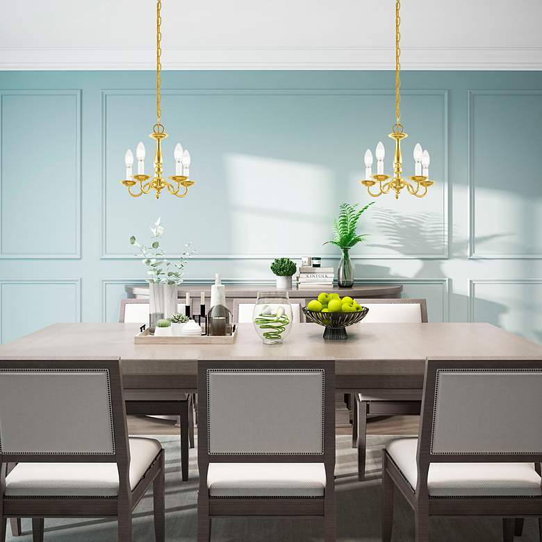 Image 5 Williamsburg 13" Wide Polished Brass 5-Light Chandelier more views