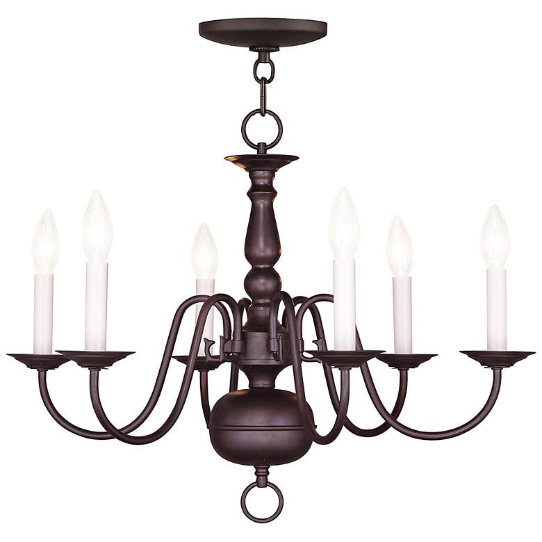 Image 2 Williamsburg 24" Wide Bronze 6-Light Candle Chandelier