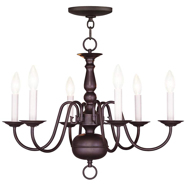 Image 1 Williamsburg&#160;24 inch Wide Bronze 6-Light Candle Chandelier