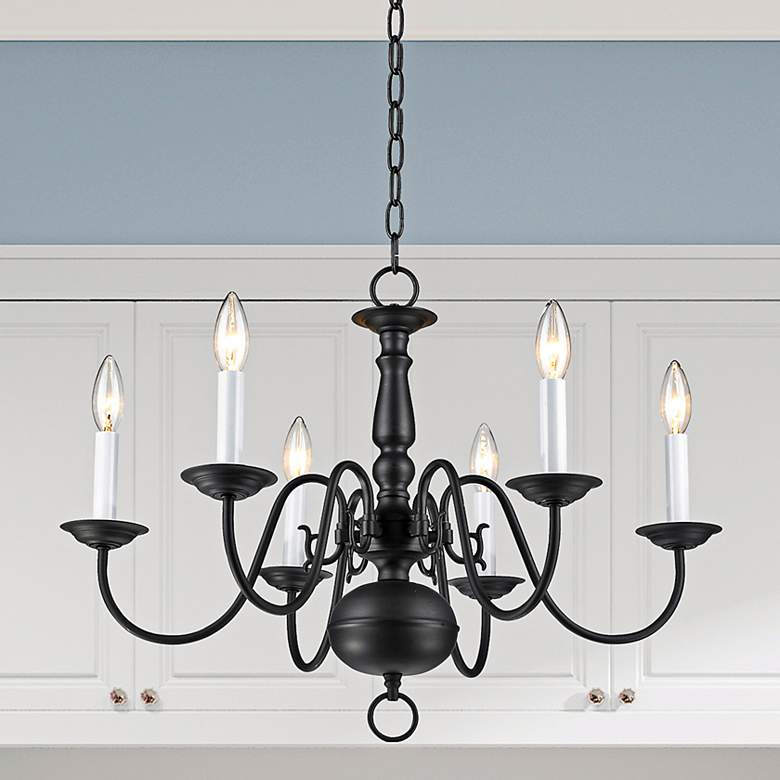 Image 1 Williamsburg 24" Wide Bronze 6-Light Candle Chandelier