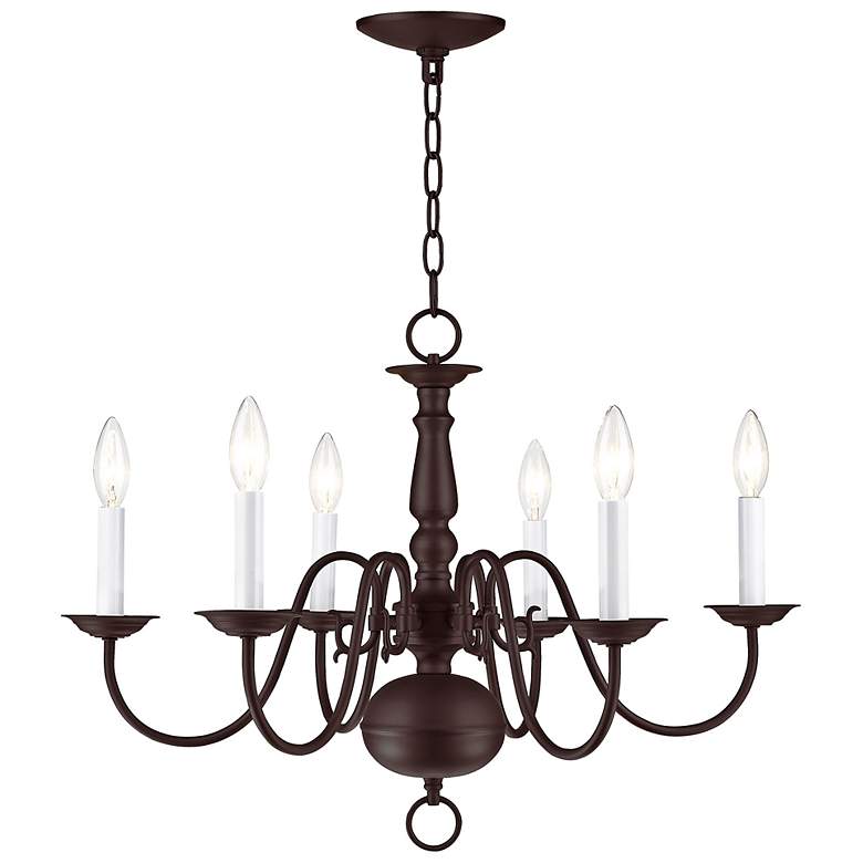Image 3 Williamsburg 24" Wide Bronze 6-Light Candle Chandelier more views