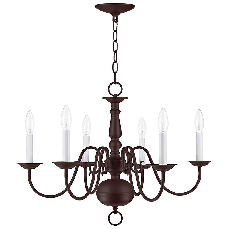 Image 4 Williamsburg 24" Wide Bronze 6-Light Candle Chandelier more views