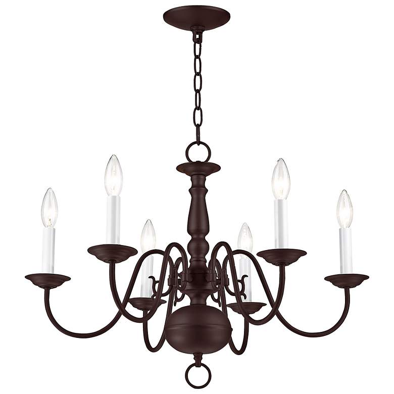 Image 5 Williamsburg 24" Wide Bronze 6-Light Candle Chandelier more views