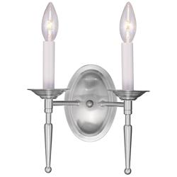 Williamsburg 2 Light Brushed Nickel Candle Wall Sconce