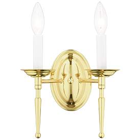 Image1 of Williamsburg 2 Light Polished Brass Candle Wall Sconce