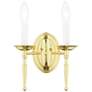 Williamsburg 2 Light Polished Brass Candle Wall Sconce