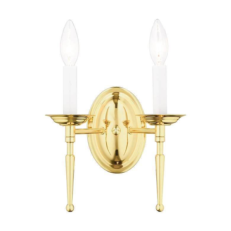Image 3 Williamsburg 2 Light Polished Brass Candle Wall Sconce more views