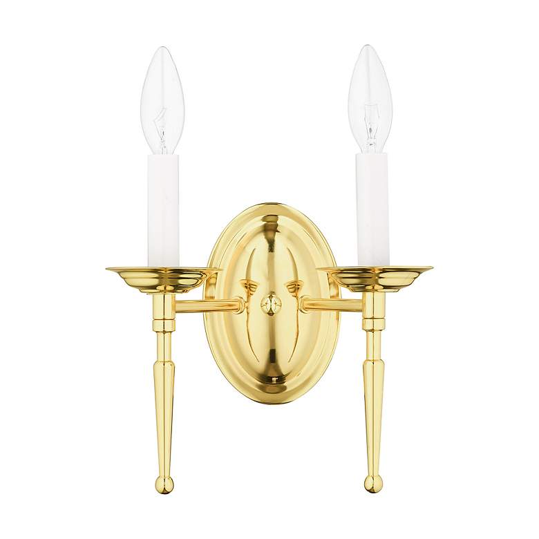 Image 4 Williamsburg 2 Light Polished Brass Candle Wall Sconce more views