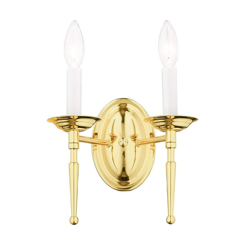 Image 5 Williamsburg 2 Light Polished Brass Candle Wall Sconce more views