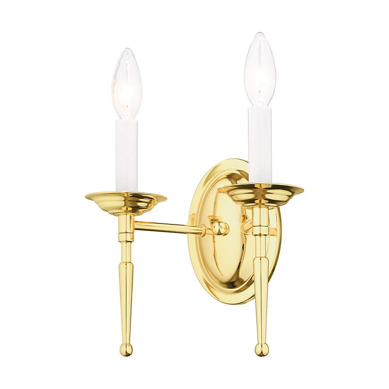 Image 6 Williamsburg 2 Light Polished Brass Candle Wall Sconce more views