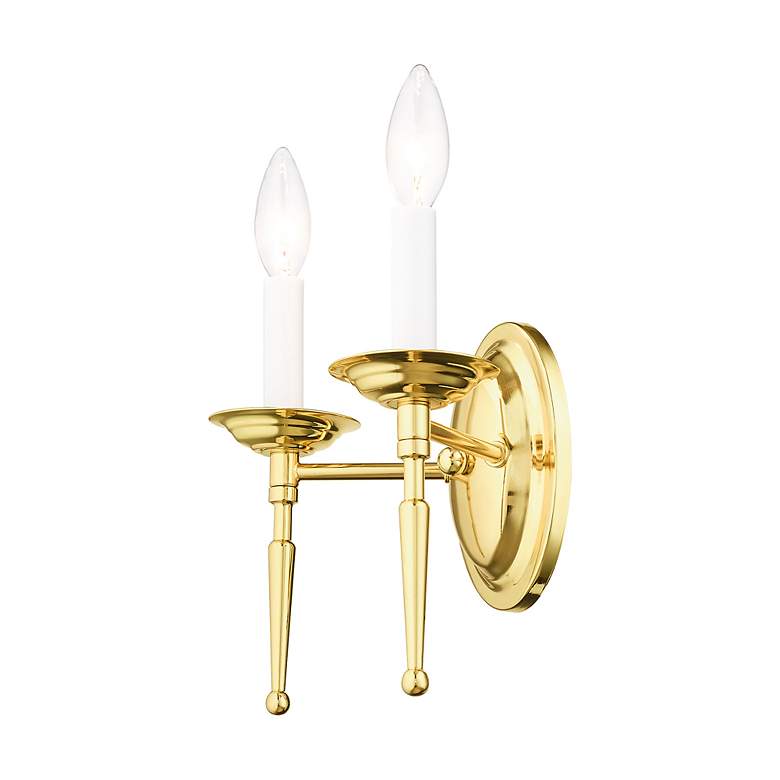 Image 7 Williamsburg 2 Light Polished Brass Candle Wall Sconce more views