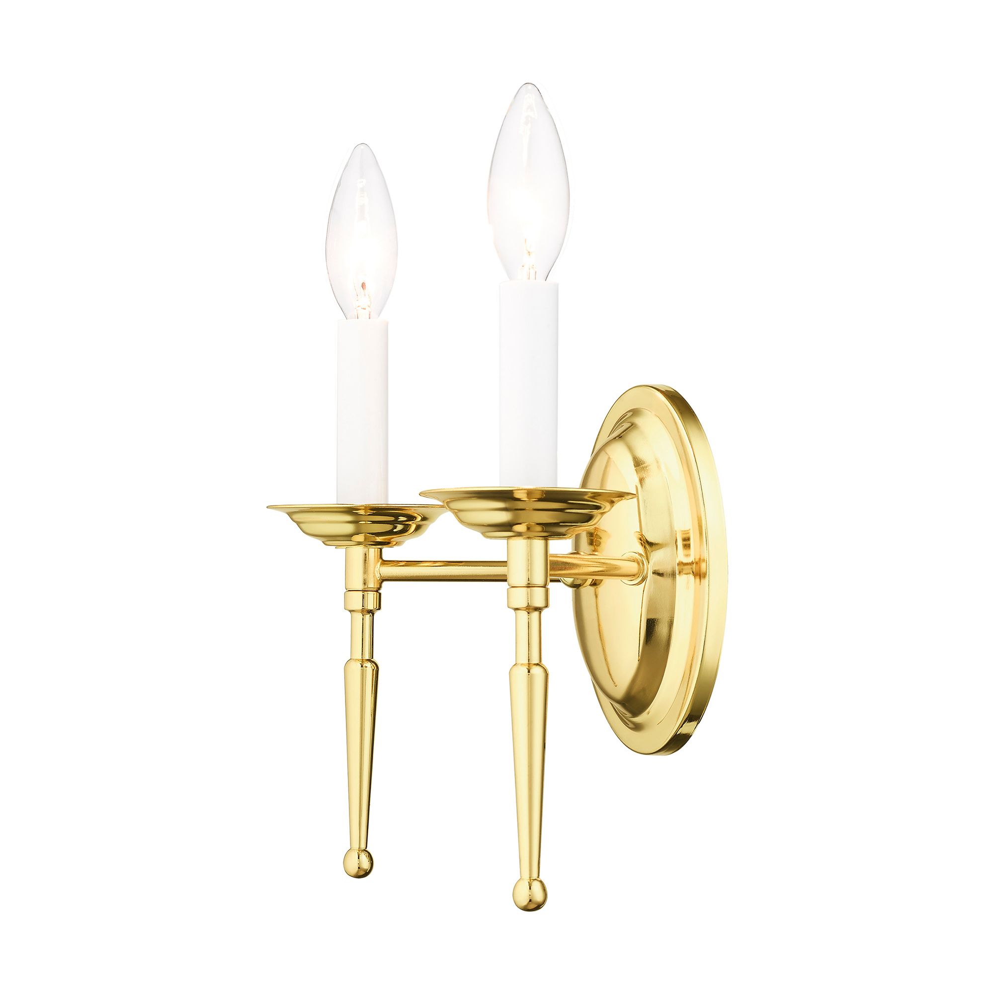 Williamsburg 2 Light Polished Brass Candle Wall Sconce