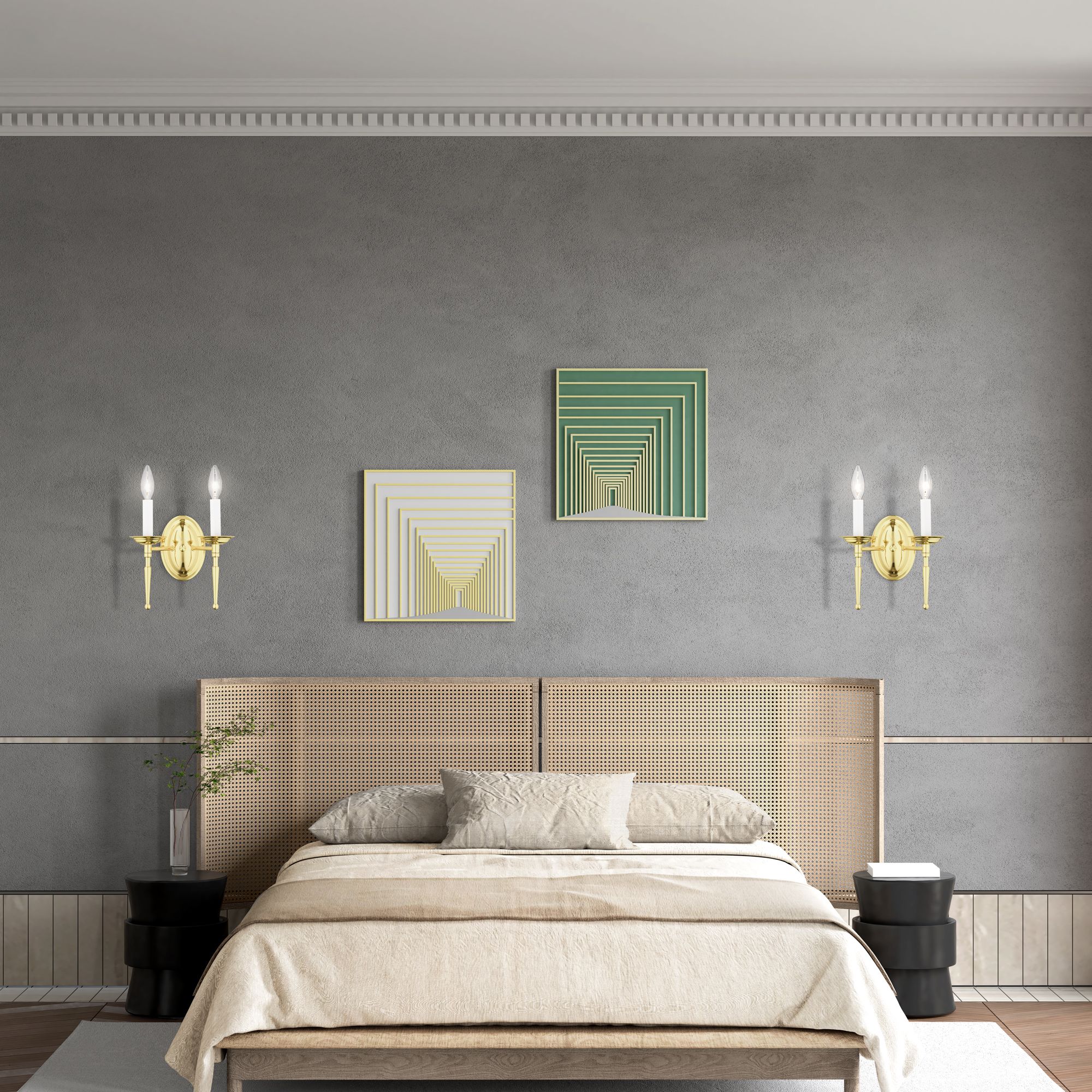 Williamsburg 2 Light Polished Brass Candle Wall Sconce