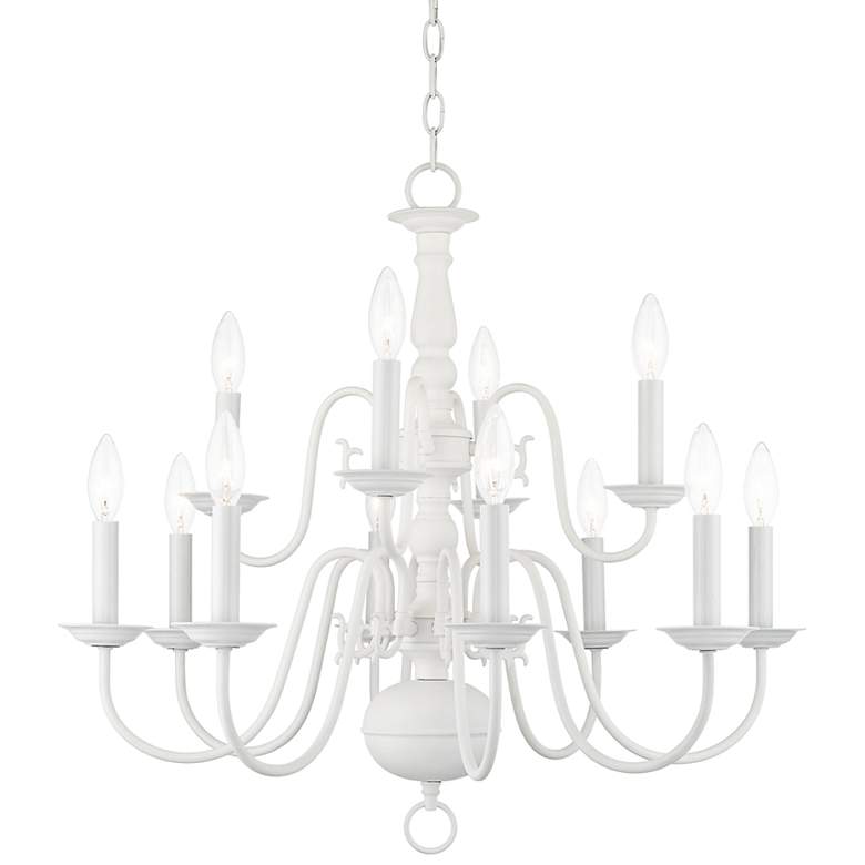 Image 3 Williamsburg 26" Wide White 12-Light 2-Tier Chandelier