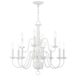 Williamsburg 26" Wide White 12-Light 2-Tier Chandelier