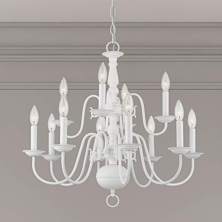 Image 2 Williamsburg 26" Wide White 12-Light 2-Tier Chandelier