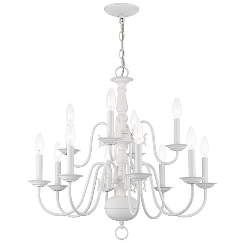 Image 6 Williamsburg 26" Wide White 12-Light 2-Tier Chandelier more views
