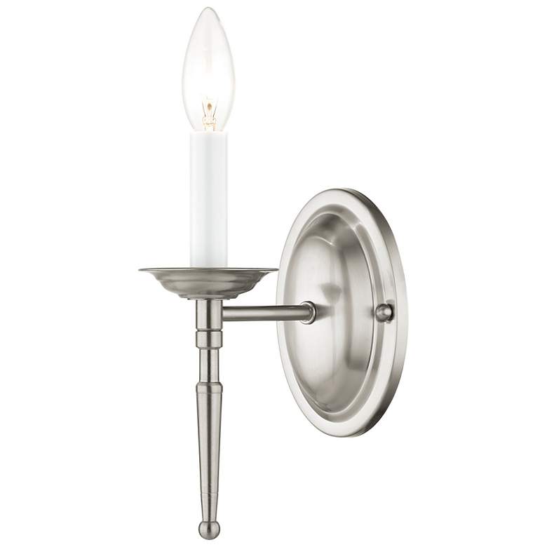 Image 2 Williamsburg 4.25-in W 1-Light Brushed Nickel Candle Wall Sconce
