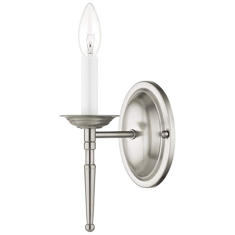 Image 3 Williamsburg 4.25-in W 1-Light Brushed Nickel Candle Wall Sconce more views