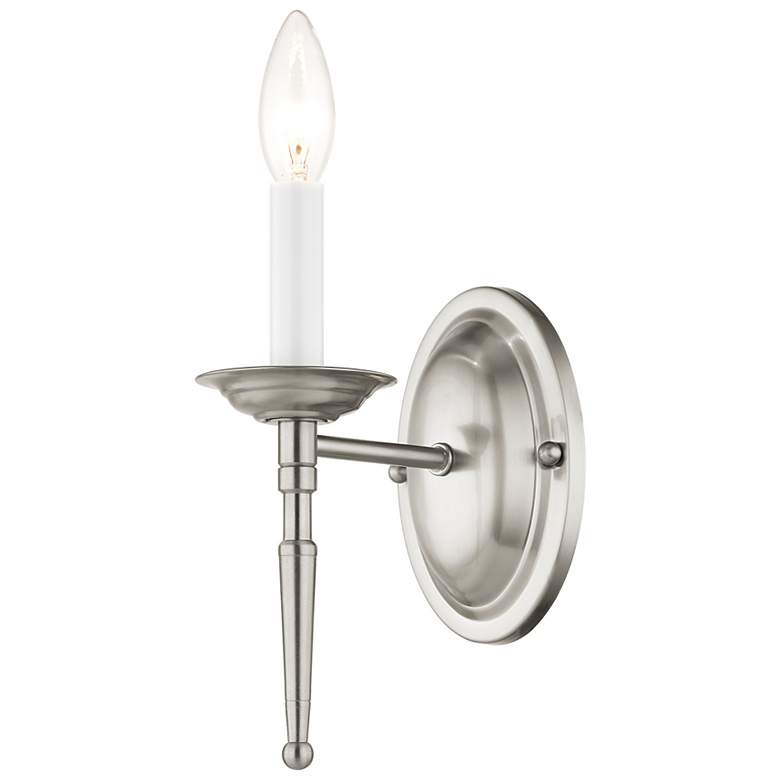 Image 4 Williamsburg 4.25-in W 1-Light Brushed Nickel Candle Wall Sconce more views