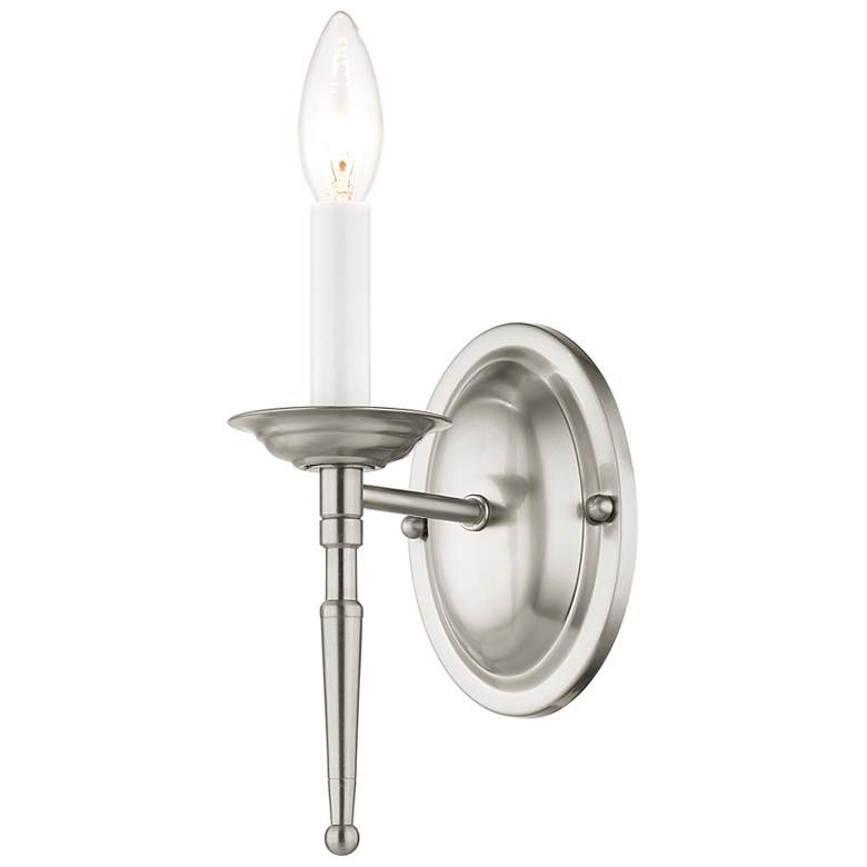 Image 5 Williamsburg 4.25-in W 1-Light Brushed Nickel Candle Wall Sconce more views