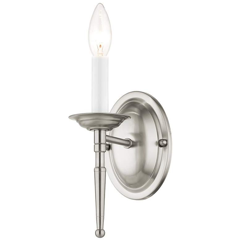 Image 6 Williamsburg 4.25-in W 1-Light Brushed Nickel Candle Wall Sconce more views
