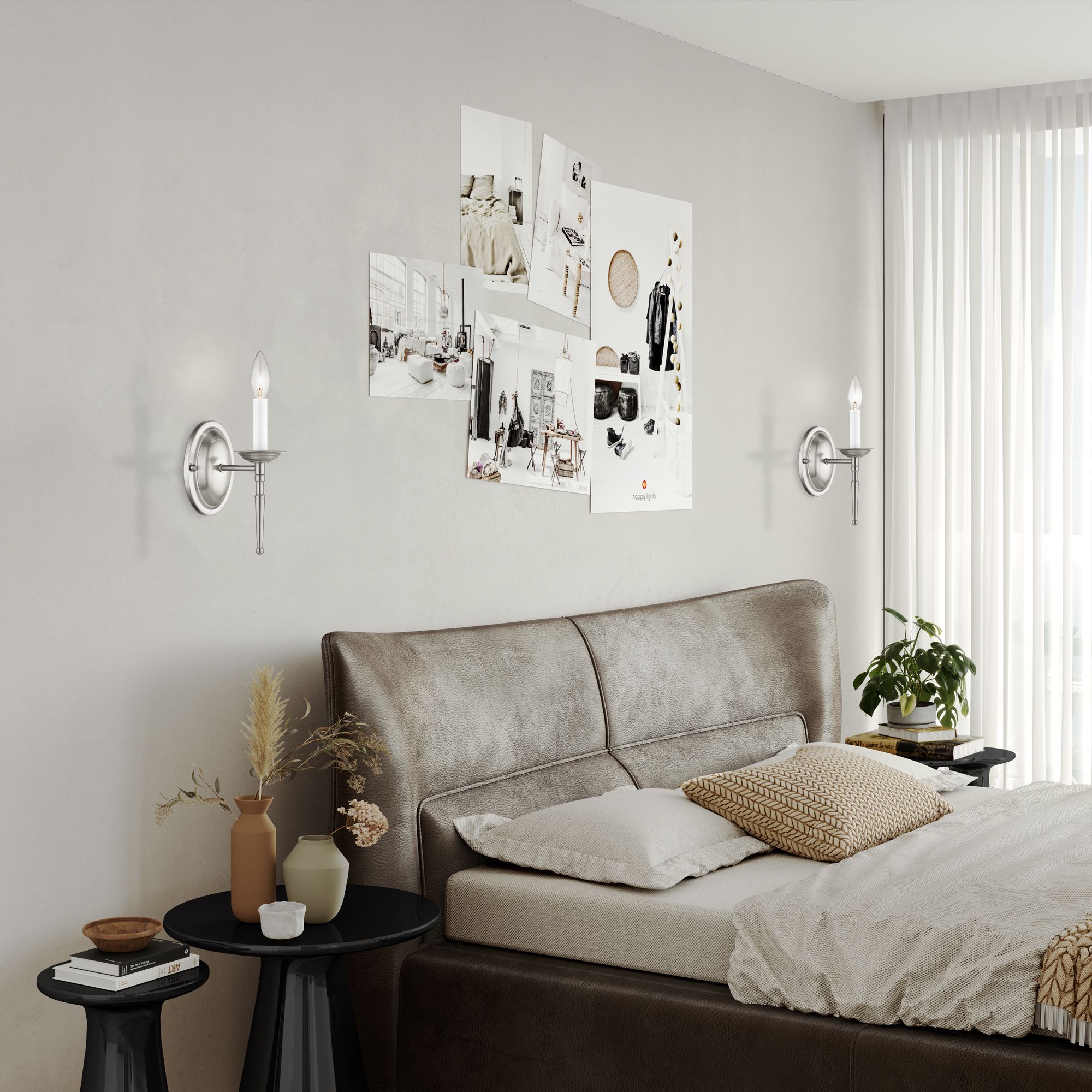 Williamsburg 4.25-in W 1-Light Brushed Nickel Candle Wall Sconce