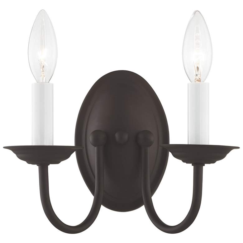 Image 1 Williamsburg 9.75-in W 2-Light Bronze Candle Wall Sconce