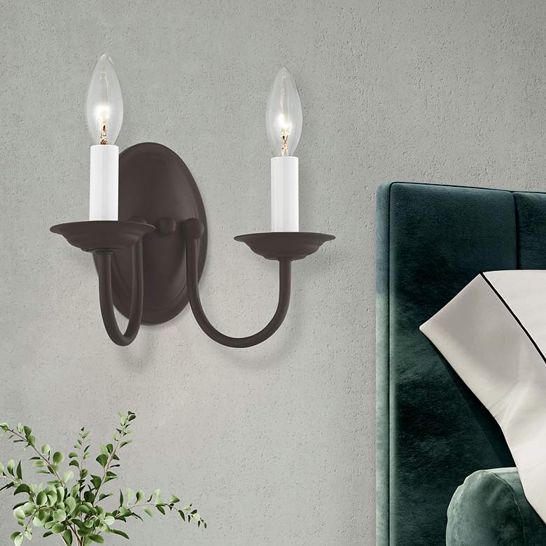 Image 1 Williamsburg 9.75-in W 2-Light Bronze Candle Wall Sconce
