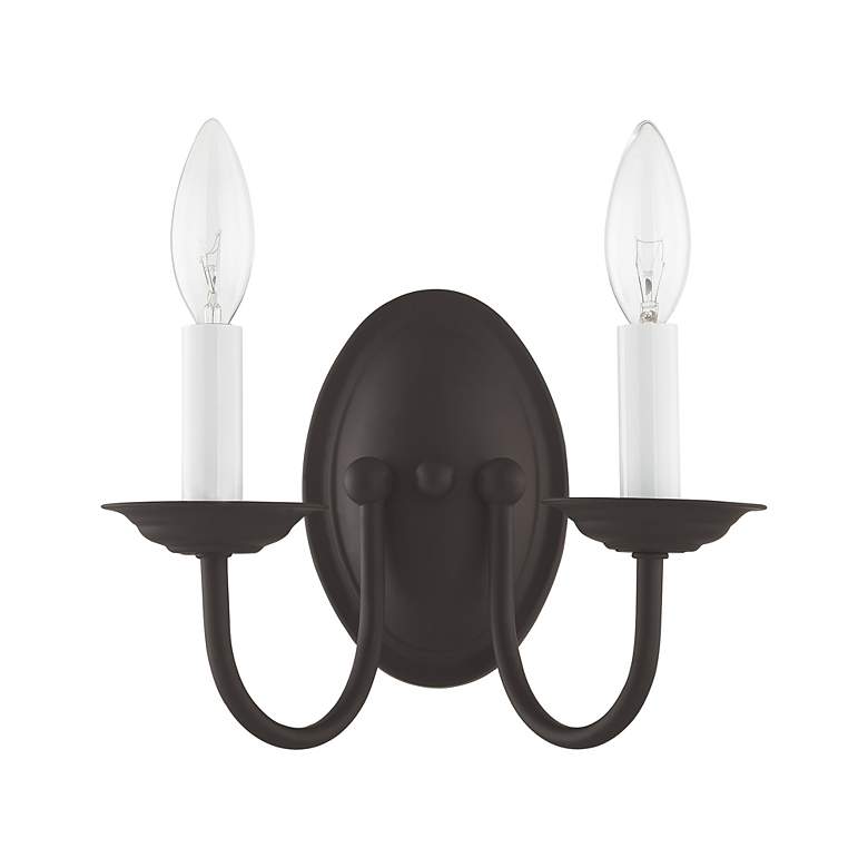 Image 3 Williamsburg 9.75-in W 2-Light Bronze Candle Wall Sconce more views