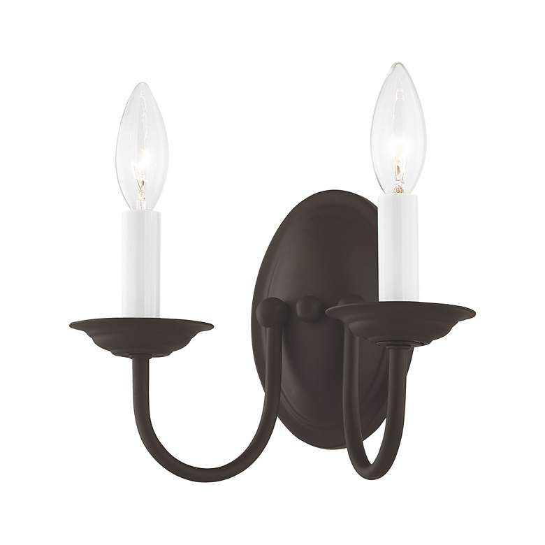 Image 4 Williamsburg 9.75-in W 2-Light Bronze Candle Wall Sconce more views