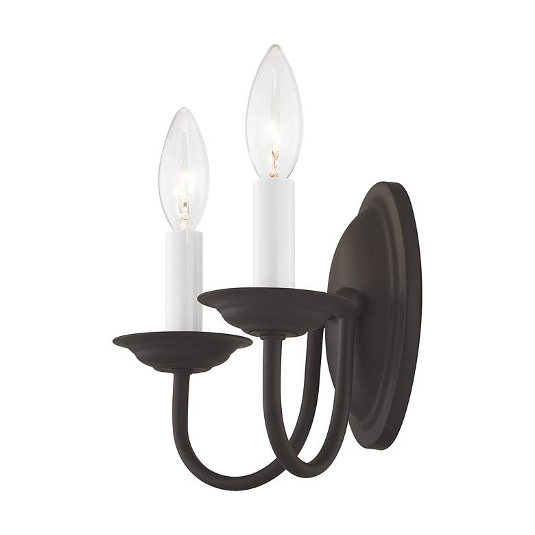 Image 6 Williamsburg 9.75-in W 2-Light Bronze Candle Wall Sconce more views