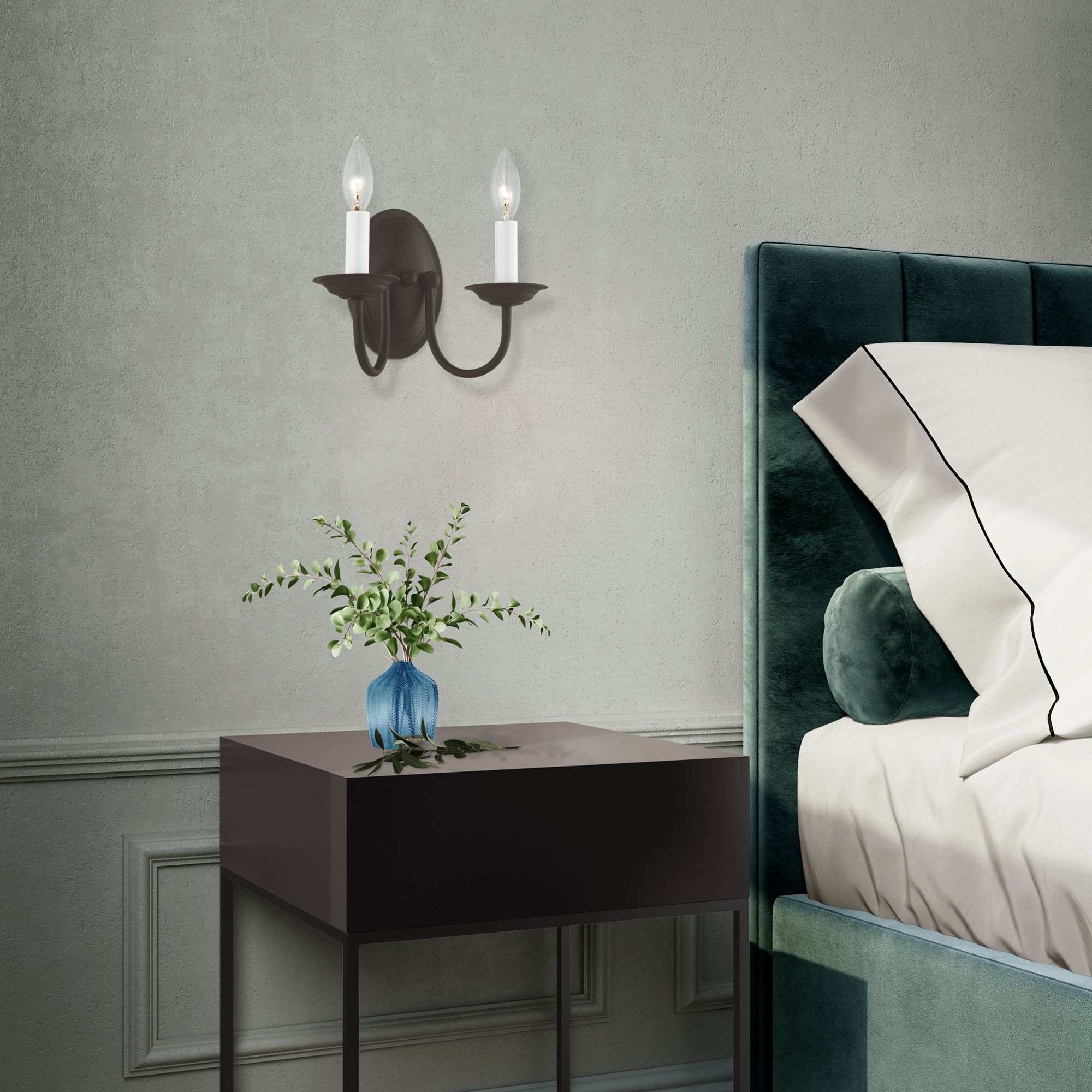 Williamsburg 9.75-in W 2-Light Bronze Candle Wall Sconce