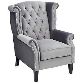 Image2 of Williamsburg Gray Tufted Wingback Armchair