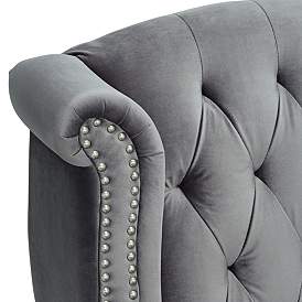 Image5 of Williamsburg Gray Tufted Wingback Armchair more views
