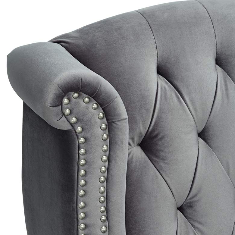 Image 5 Williamsburg Gray Tufted Wingback Armchair more views