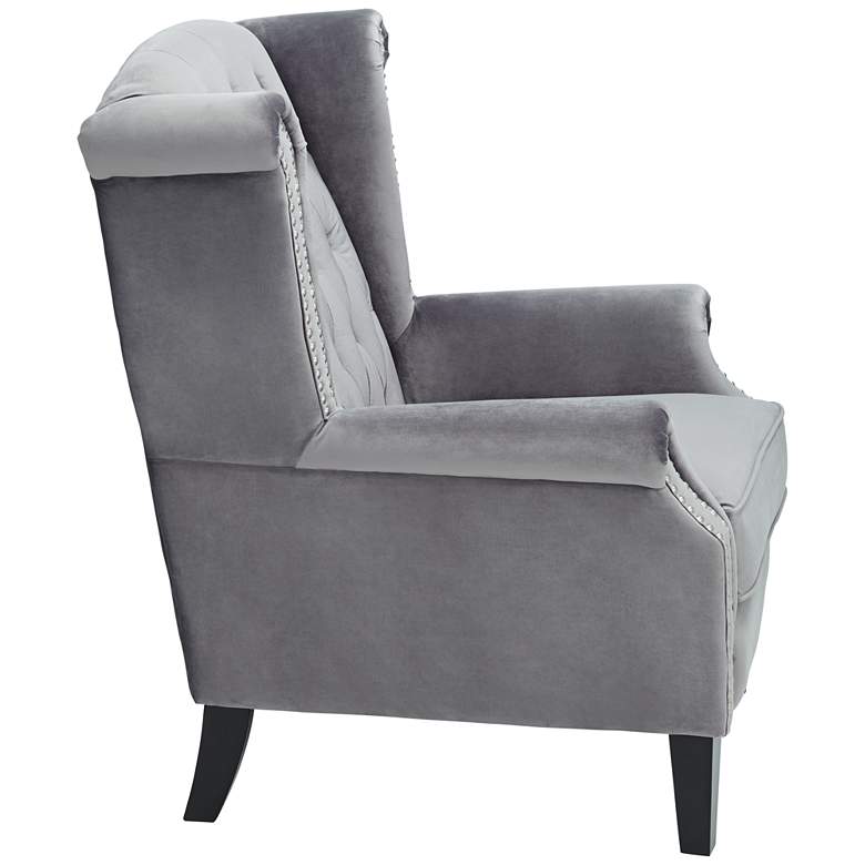 Image 7 Williamsburg Gray Tufted Wingback Armchair more views