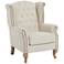 Williamsburg Natural Linen Button Tufted Traditional Wingback Armchair