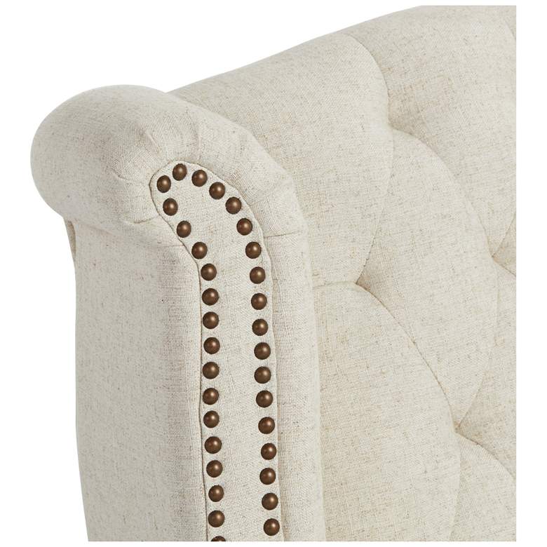 Image 4 Williamsburg Natural Linen Button Tufted Traditional Wingback Armchair more views