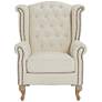 Williamsburg Natural Linen Button Tufted Traditional Wingback Armchair in scene