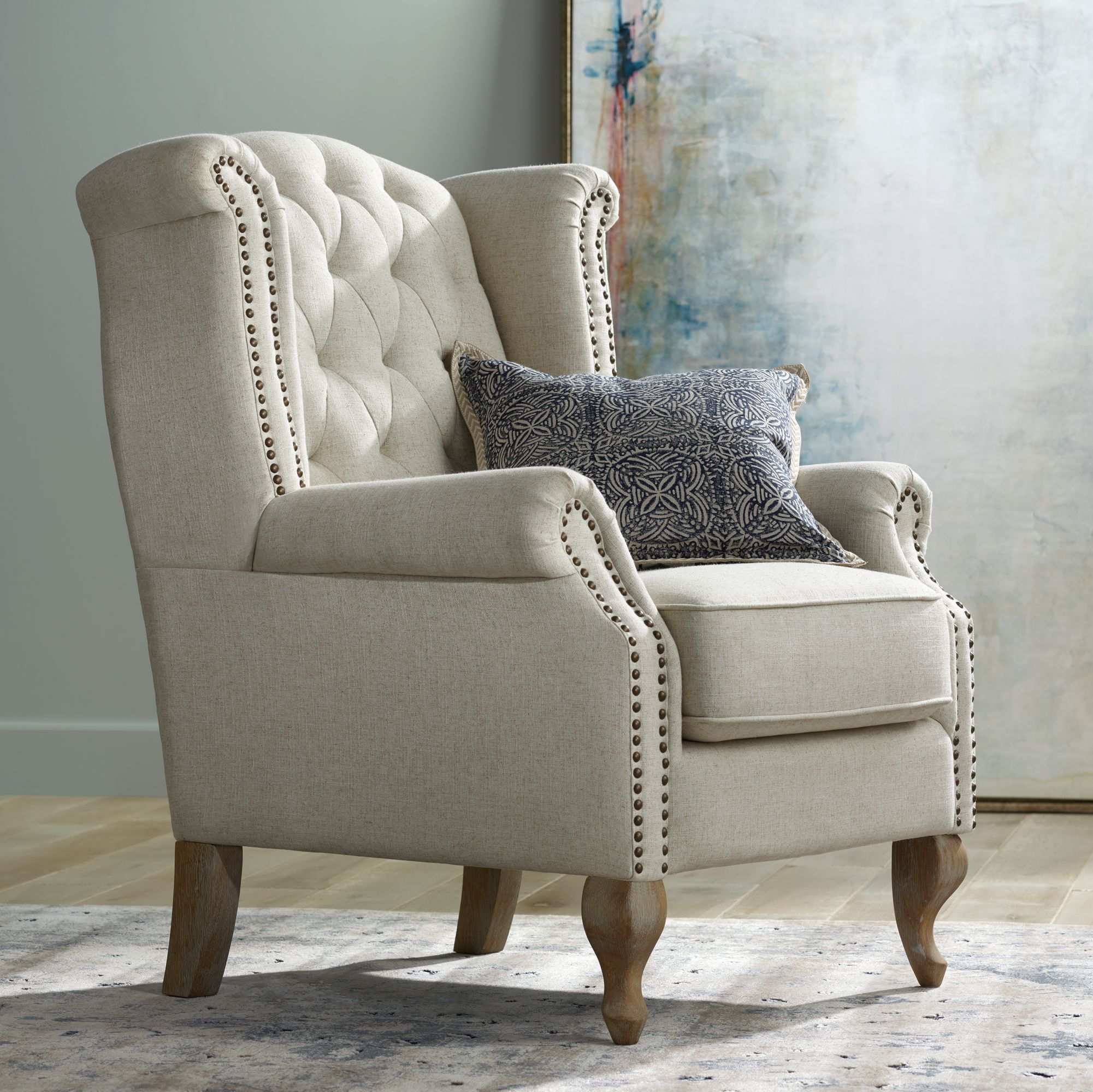 tufted wing back chair